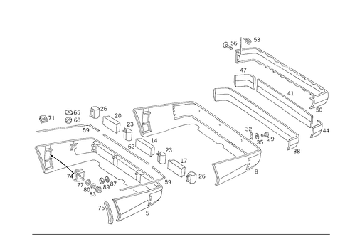 Rear Bumper for 1986 Mercedes-Benz 300E #2