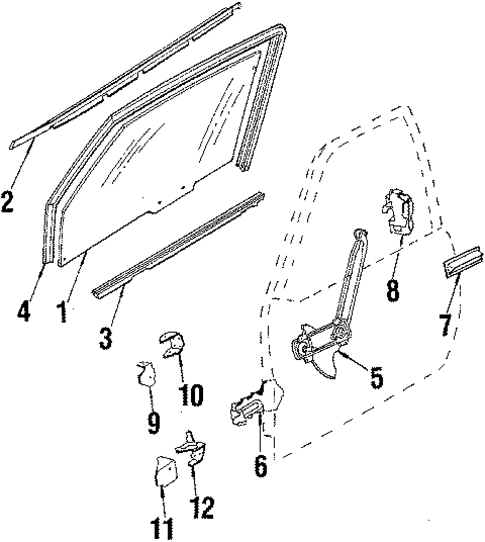 Glass - Front Door for 1985 Oldsmobile Firenza #0