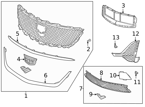 Grille & Components for 2022 Cadillac CT5 #1