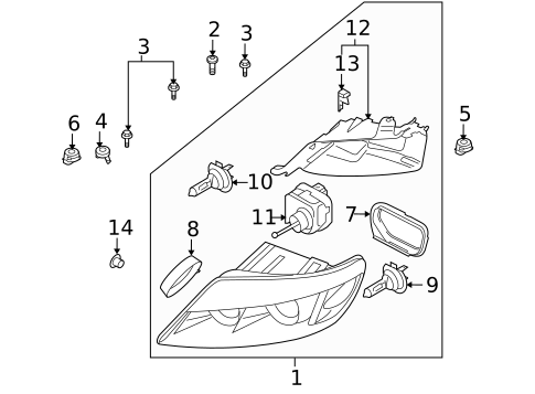 Headlamp Components for 2013 Audi Q7 #1
