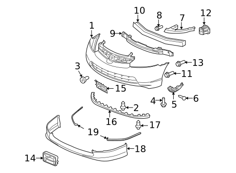 Bumper & Components - Front for 2008 Honda Civic #2