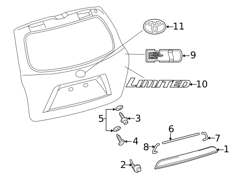 Exterior Trim - Lift Gate for 2012 Toyota Highlander #1