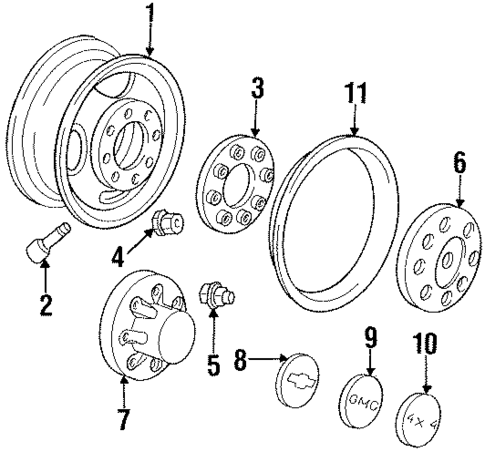 Wheels for 1992 GMC C2500 Pickup #4