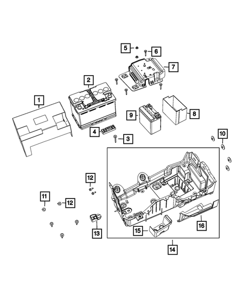 Battery, Battery Tray and Cables for 2024 Jeep Gladiator #1