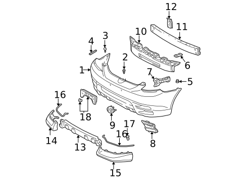 Bumper & Components - Front for 2003 Toyota Matrix #0