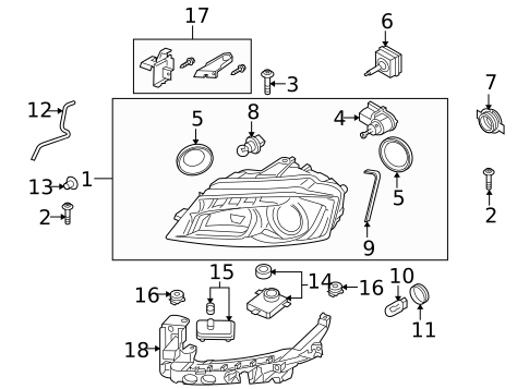 Headlamp Components for 2011 Audi A3 Quattro #1