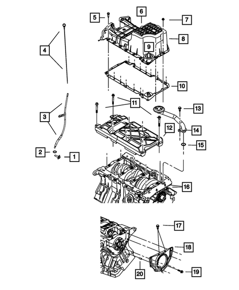 Engine Oiling, Oil Pan and Indicator (Dipstick) for 2010 Dodge Journey #0
