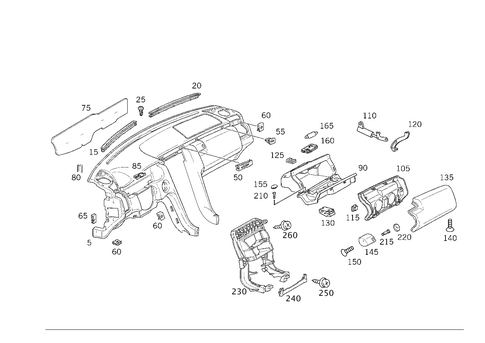 Instrument Panel with Glove Box, Body Parts for Passenger Airbag for 1998 Mercedes-Benz E430 #1