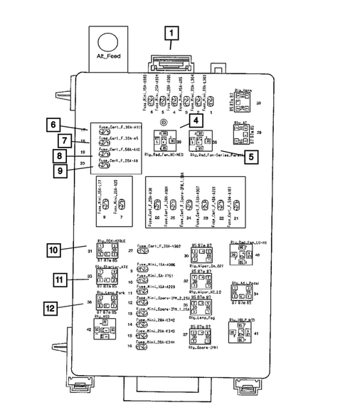 Power Distribution Center, Fuse Block, Junction Block, Relays and Fuses for 2011 Dodge Charger #1
