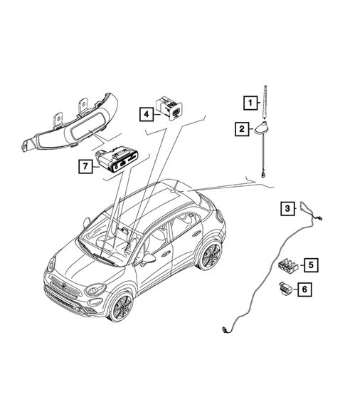 Radio, Antenna, Speakers, DVD, and Video systems for 2018 Fiat 500X #1