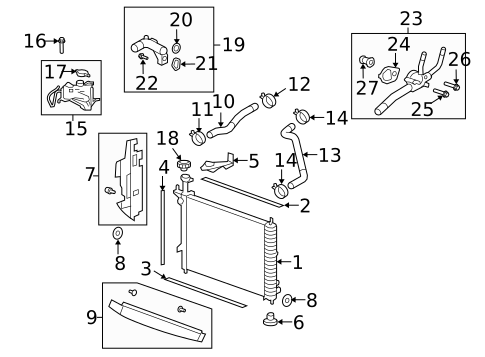 Radiator & Components for 2009 Saturn Outlook #0
