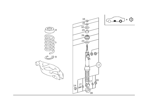Rear Springs & Suspension Used with Self-Levelling Device & a D S for 1999 Mercedes-Benz E430 #0