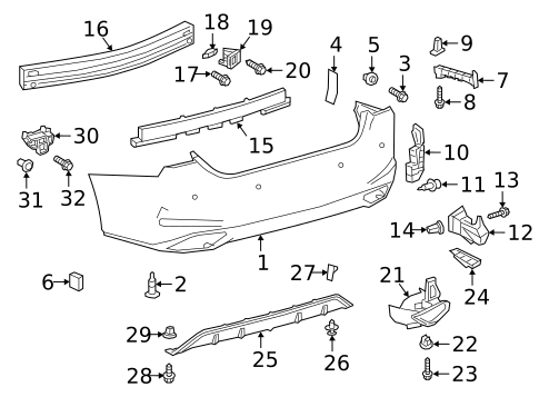 Bumper & Components - Rear for 2025 Lexus ES350 #0