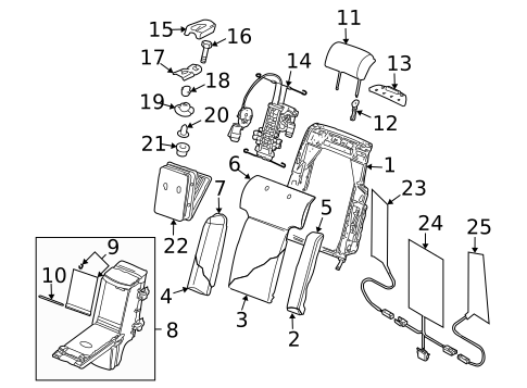 Rear Seat Components for 2004 Volkswagen Phaeton #1