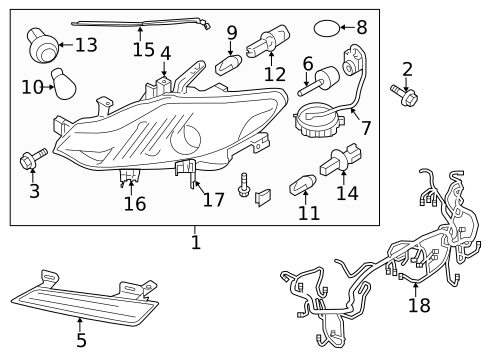 Headlamp Components for 2009 Nissan Murano #1
