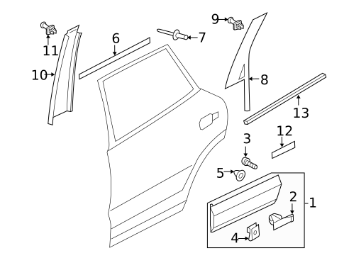 Exterior Trim - Rear Door for 2015 Volkswagen Touareg #1