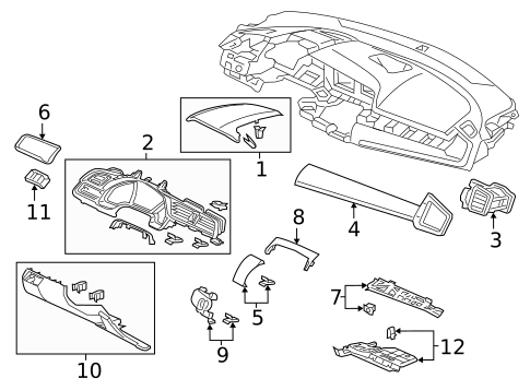 Instrument Panel Components for 2019 Honda Civic #1