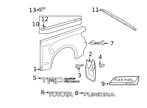 Exterior Trim - Pick UP Box for 2011 Toyota Tundra #0
