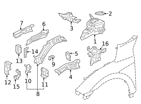 Structural Components & Rails for 2019 Honda Civic #1