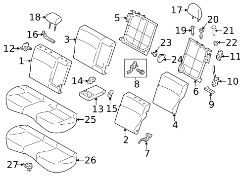 Rear Seat Components for 2014 Subaru Impreza #1
