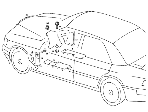 Panelling and Strut to Instrument Panel and to Front Panel Pillar for 1989 Mercedes-Benz 190 E #0