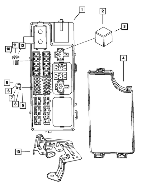Power Distribution Center, Fuse Block, Junction Block, Relays and Fuses for 2010 Jeep Patriot #0
