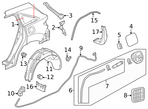 Quarter Panel & Components for 2016 Acura RDX #0
