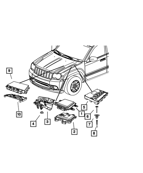 Keys, Modules and Engine Controllers for 2009 Jeep Commander #2