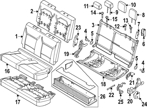 Rear Seat Components for 2024 Ford F-350 Super Duty #1
