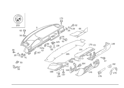 Instrument Panel & Body Parts Used for Co-Driver Airbag for 1988 Mercedes-Benz 300TE #1