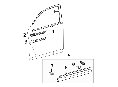 Exterior Trim - Front Door for 2009 Toyota Highlander #0