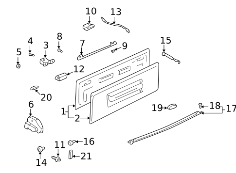 Gate & Hardware for 2002 Pontiac Aztek #1