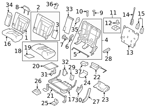 Rear Seat Components for 2011 Ford Edge #0
