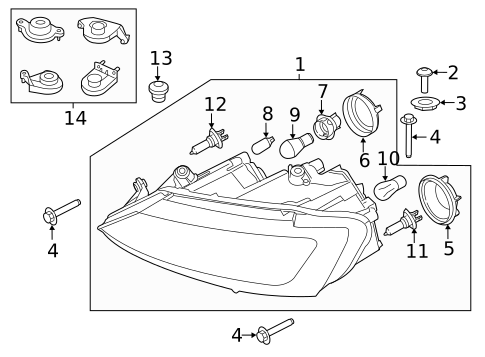 Headlamp Components for 2012 Volkswagen Jetta #1