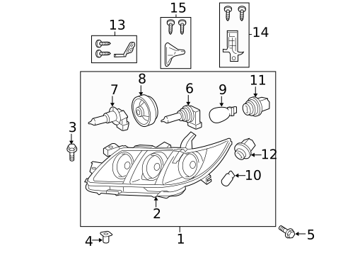 Headlamp Components for 2007 Toyota Camry #0