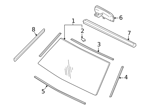 Glass - Windshield for 2000 Lexus LX470 #0