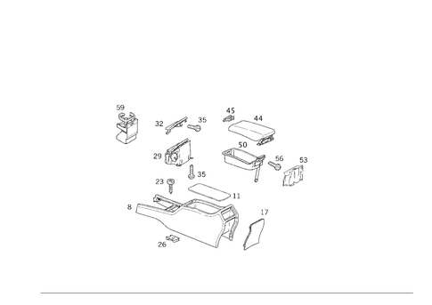 Housing with Tray, Armrest, and Ashtray for 1995 Mercedes-Benz E420 #1