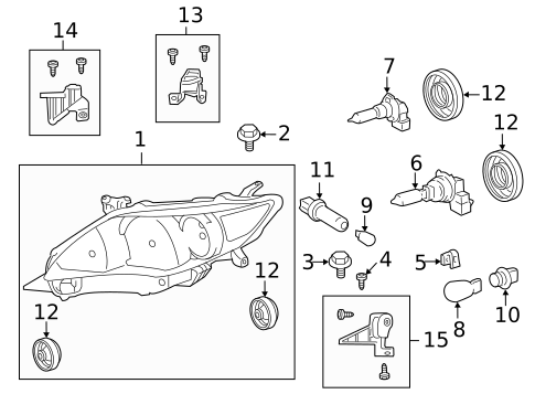 Headlamp Components for 2011 Toyota Corolla #1