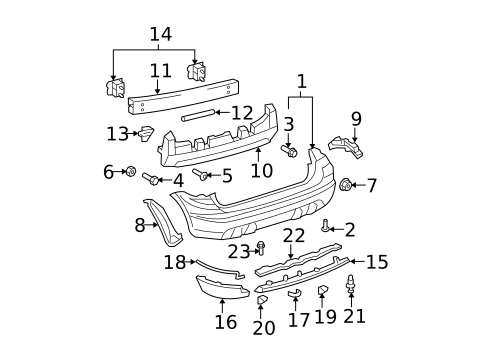 Bumper & Components - Rear for 2005 Toyota Matrix #0