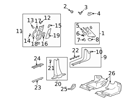 Interior Trim - Pillars for 2009 Saturn Outlook #0