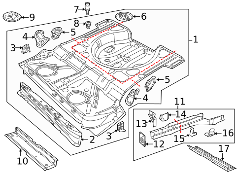 Rear Floor & Rails for 2019 Volkswagen Beetle #1
