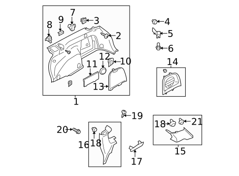 Interior Trim - Quarter Panels for 2007 Subaru Legacy #0