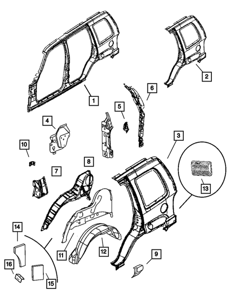 Quarter Panel and Pillar for 2003 Jeep Liberty #0