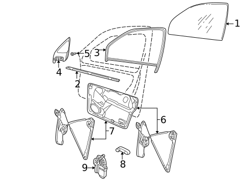 Glass - Front Door for 1999 Volkswagen Jetta #0