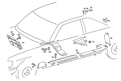 Cable Coverg. , Prot. Hoses, Electr. Parts for Blower Motor & Heated Rear Pane for 1988 Mercedes-Benz 560SEC #1