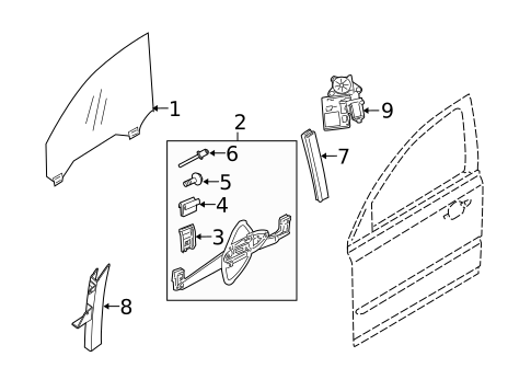 Glass - Front Door for 2004 Volvo S40 #0