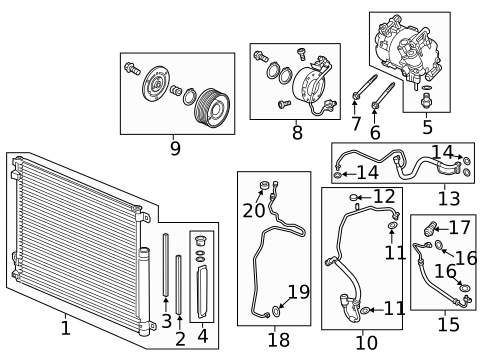 Condenser, Compressor & Lines for 2019 Honda Civic #1
