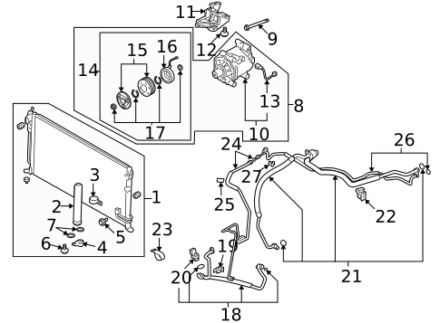 Condenser, Compressor & Lines for 2017 Mitsubishi Lancer #0