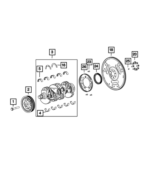 Crankshaft, Piston, Drive Plate, Flywheel, and Damper for 2022 Jeep Renegade #0