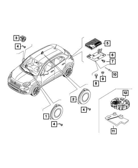Radio, Antenna, Speakers, DVD, and Video systems for 2020 Fiat 500X #0
